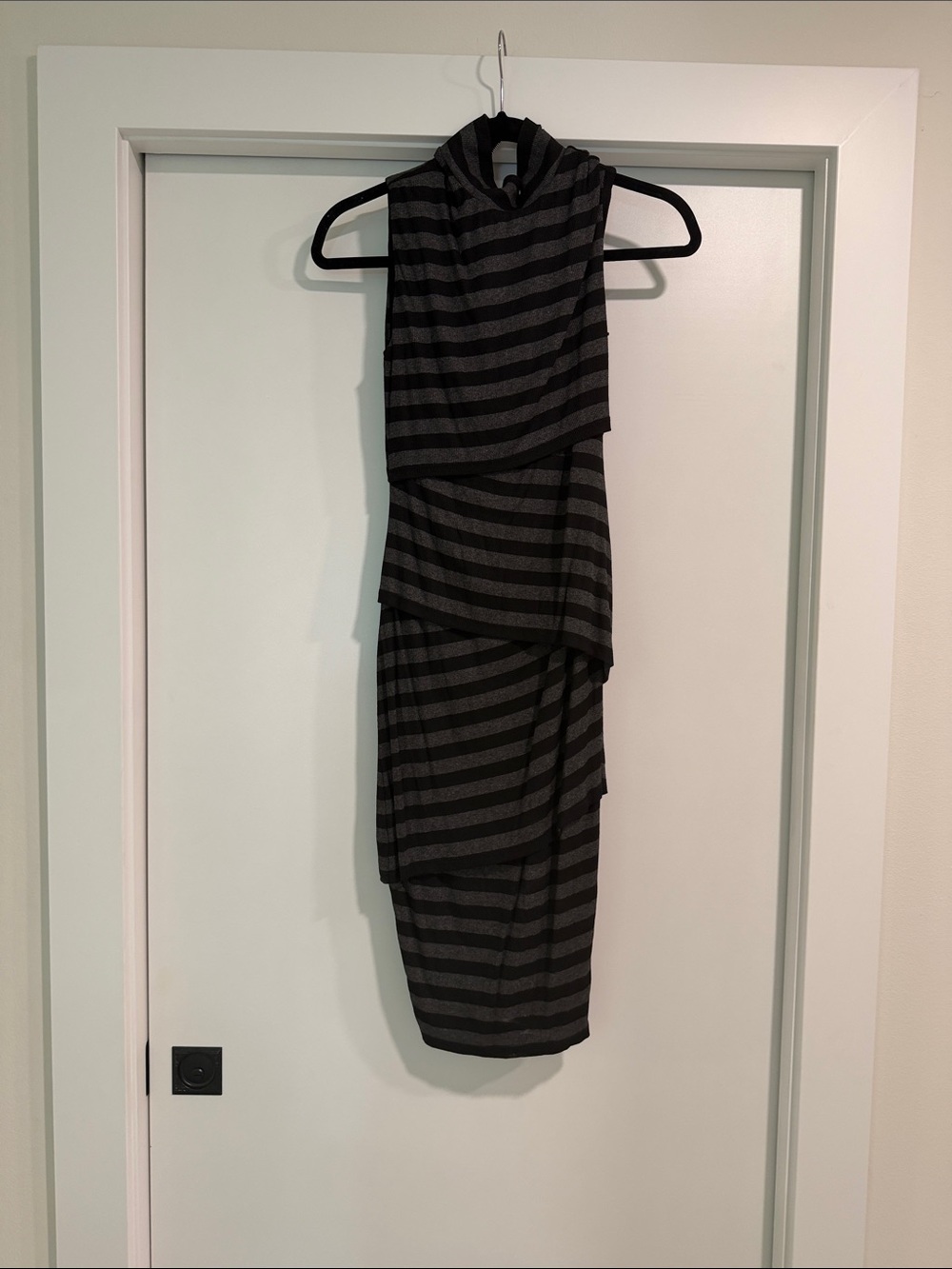 Bailey 44 Black and Gray One-Shoulder Tiered Dress